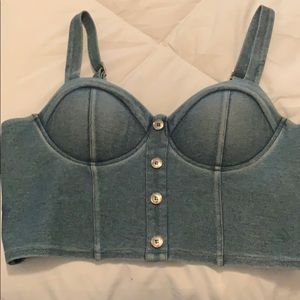 Jean crop top built in bra